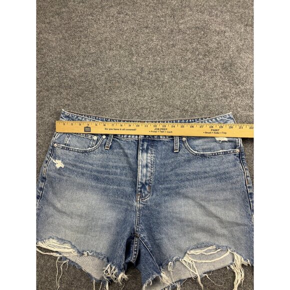 Madewell Shorts Womens 33 Blue Curvy Relaxed Mid-Length Denim Distressed Frayed - Picture 3 of 9